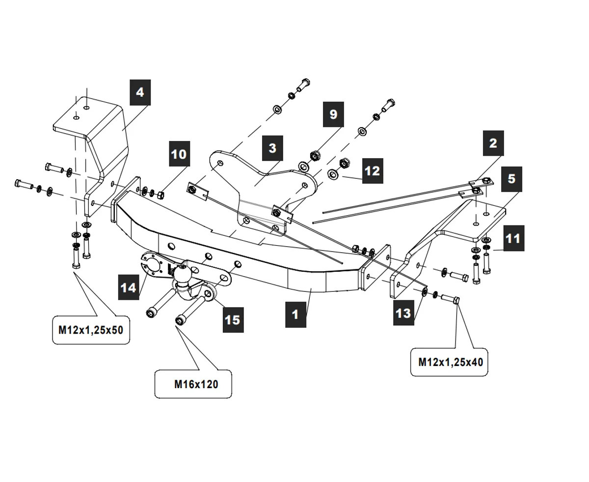 Оцинкованный фаркоп Baltex с накладкой из нержавеющей стали для Tank 500 2022- Шар F