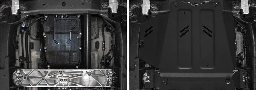 Защита алюминиевая Rival для КПП Rival (черная) для Mercedes-Benz G-klasse W464 2018-2022 фото 3