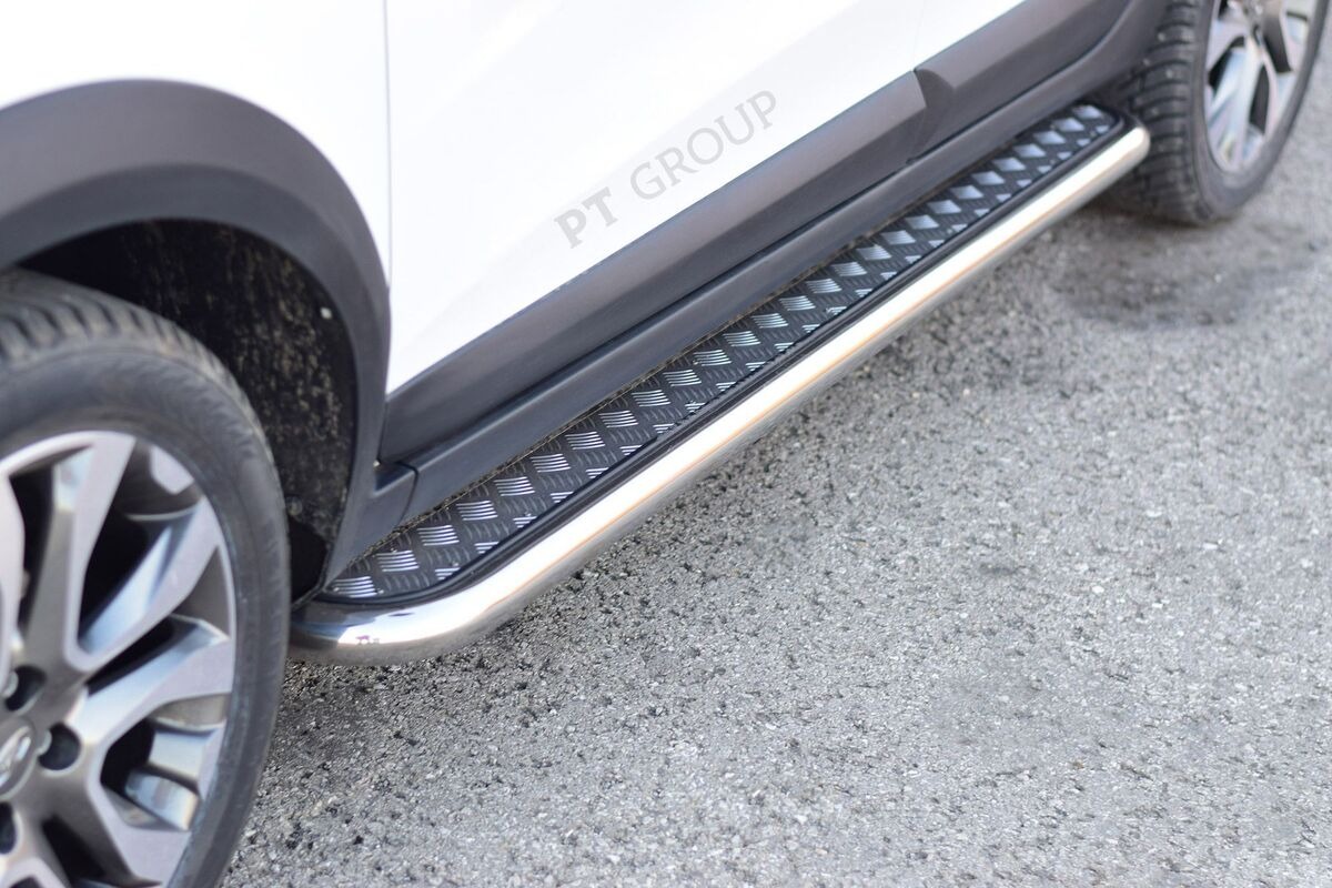 Защита порогов с алюминиевой площадкой PT Group для Lada Xray Cross фото 3