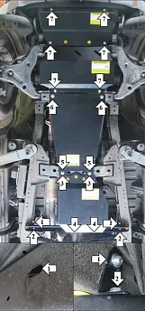Защита Мотодор усиленная для двигателя, КПП, радиатора, переднего дифференциала, раздаточной коробки Mitsubishi L200 V 2015-2018 фото 3