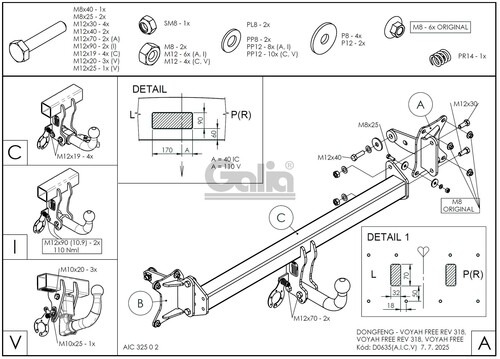 Фаркоп GALIA оцинкованный для Voyah Free REV 318 (Mk.I) 2021- шар A