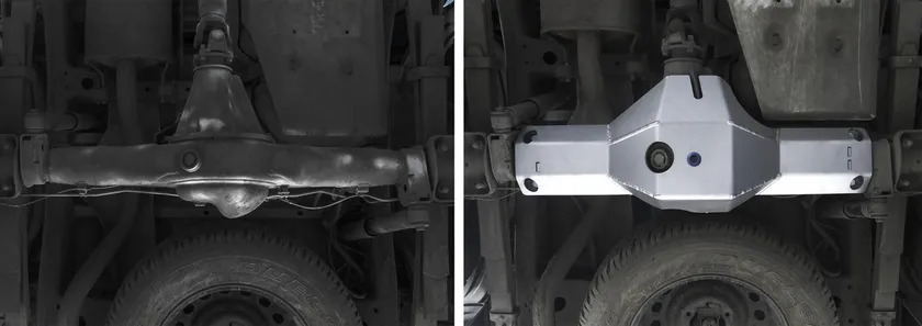 Защита алюминиевая Rival для дифференциала + комплект крепежа для Toyota Hilux VIII 4WD 2015-2022 фото 3