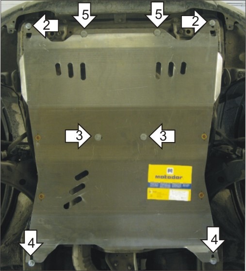 Защита алюминиевая Мотодор для картера, КПП Subaru Forester II 2000-2008