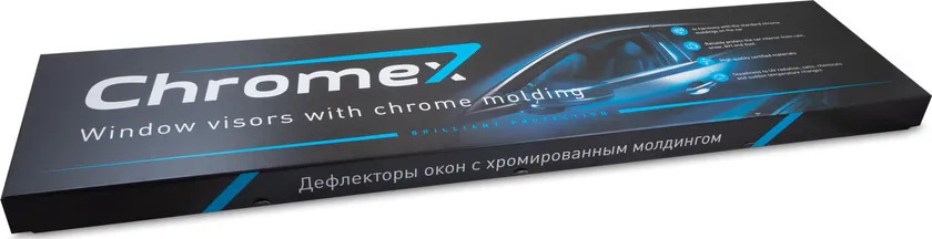 Дефлекторы Chromex для окон (c хром. молдингом) (скотч 3М) (4 шт.) Toyota Corolla E210 седан 2018-2022 фото 3