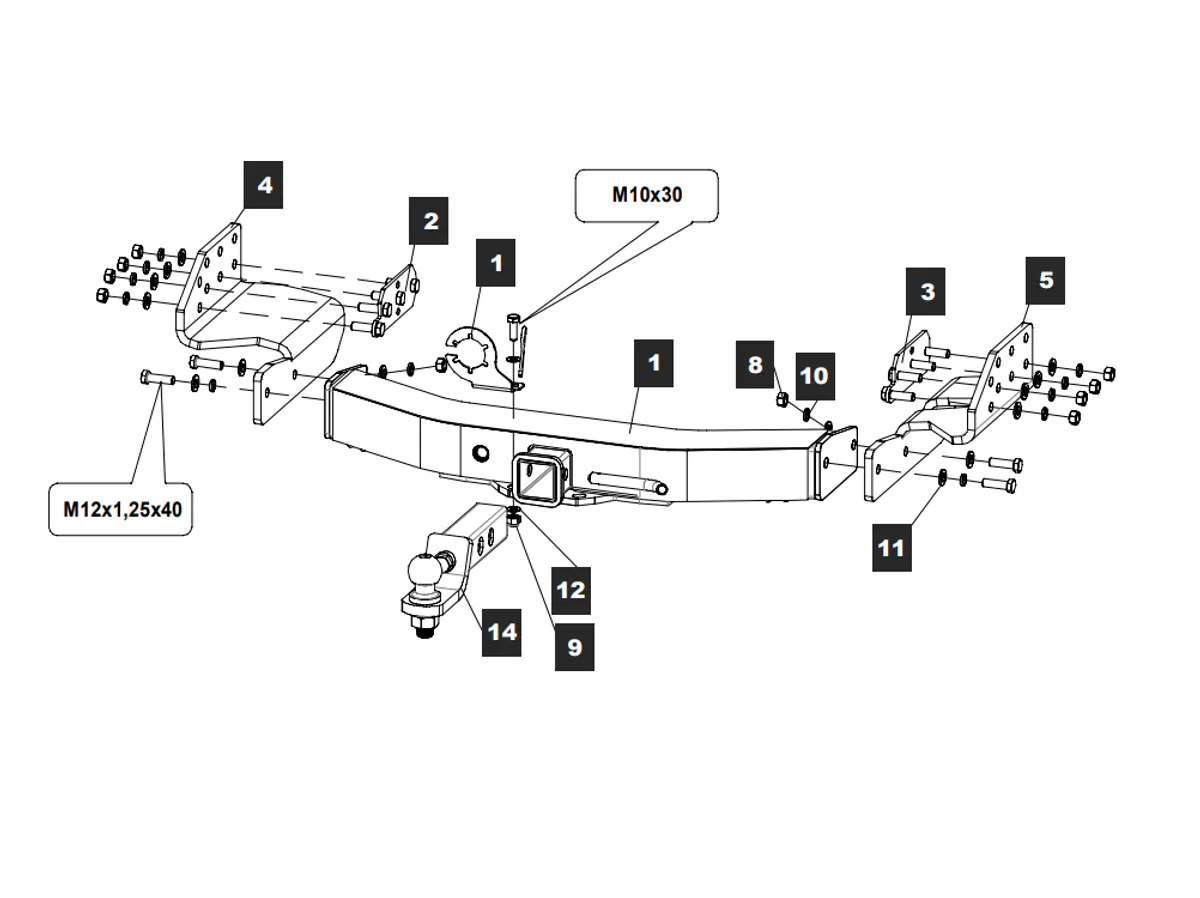 Быстросъёмный фаркоп с накладкой из нержавеющей стали TowRus для  Mitsubishi Pajero Sport (Mk.II/Mk.III) 2008-2016 / 2016-2021, / 2021- Шар Е