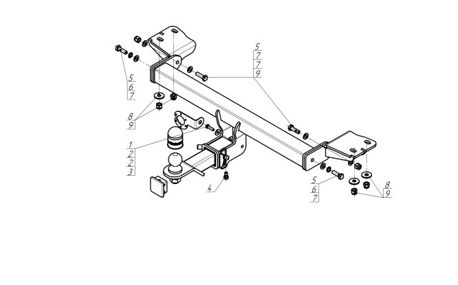 Быстросъёмный фаркоп Motodor с оцинкованным шаром для Haval H7 (Mk.I) 2024- Шар Е