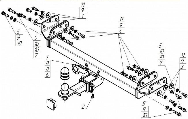 Фаркоп с оцинкованным шаром Motodor для Omoda C5 (Mk.I) 2024- шар Е фото 4