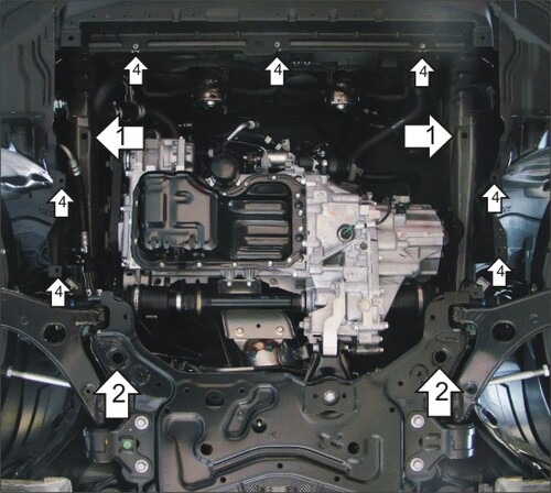 Защита алюминиевая Мотодор для картера, КПП Mazda 3 II 2009-2013