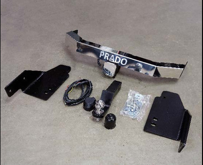 Фаркоп оцинкованный ТСС с накладкой с надписью Land Cruiser для Toyota Land Cruiser Prado J150 Black Onyx 2020-2023 шар Е фото 4