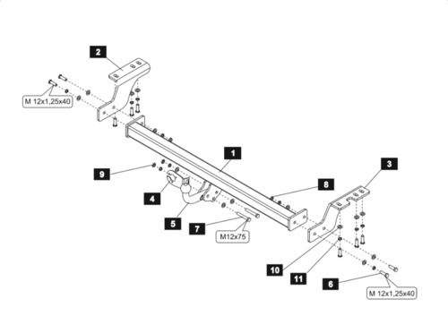 Фаркоп Baltex для Toyota Hiace H200 (Mk.V) 2005-2019 шар А
