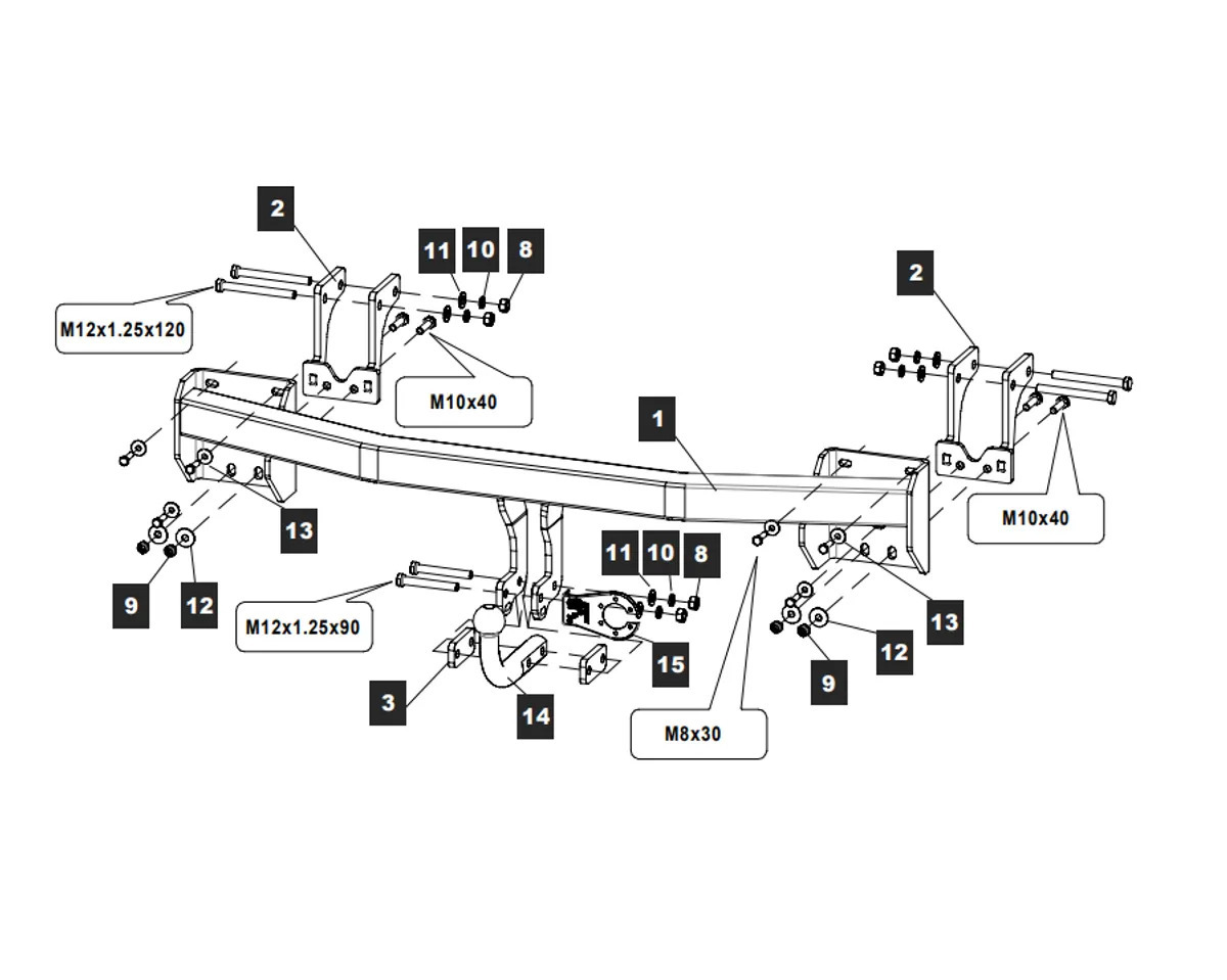 Фаркоп Baltex для Mitsubishi Outlander (Mk.III) 2012-2022 Шар А