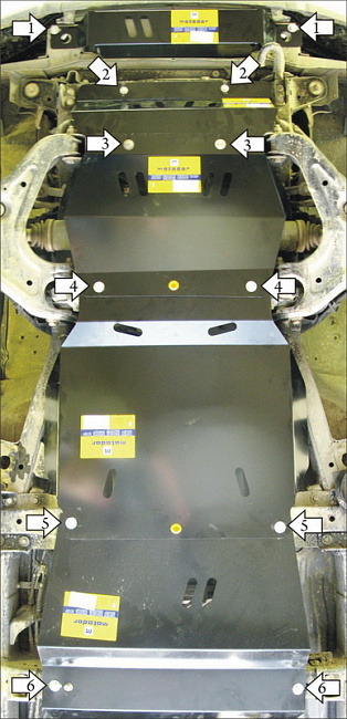Защита Мотодор для радиатора, картера, дифференциала, КПП, РК Ford Ranger III 2006-2011
