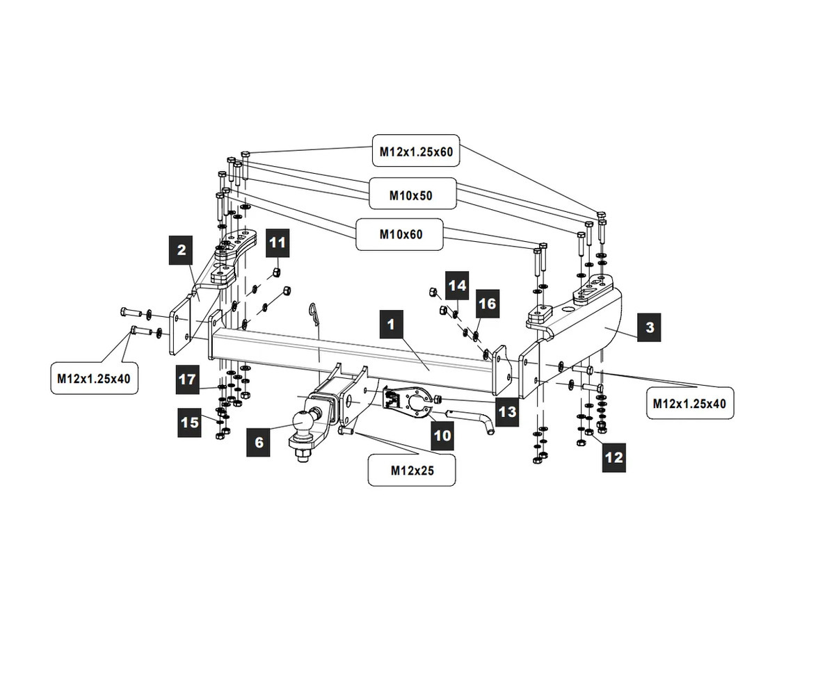 Быстросъёмный фаркоп TowRus для ГАЗ Соболь NN 2022- Шар Е