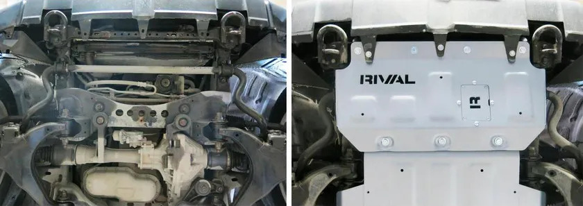 Защита алюминиевая Rival для радиатора Toyota Tundra II 4WD 2007-2013 2013-2022 фото 3