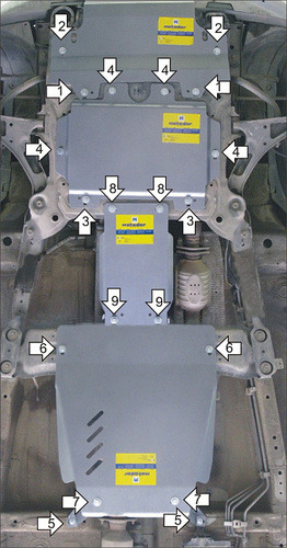Защита алюминиевая Мотодор для радиатора, картера, КПП, РК Suzuki Escudo III 2005-2014
