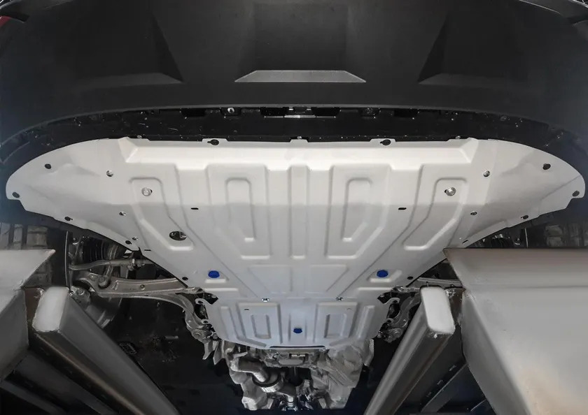 Защита алюминиевая Rival для радиатора, картера, КПП и РК Volkswagen Touareg III (вкл. пакеты "Движение по бездорожью" и "Подвеска Pro") 2018-2022 фото 2