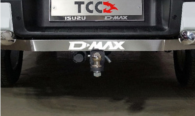 Фаркоп оцинкованный ТСС с накладкой с надписью D-MAX для Isuzu D-MAX RG (Mk.III) 2020- нерж. шар Е фото 2
