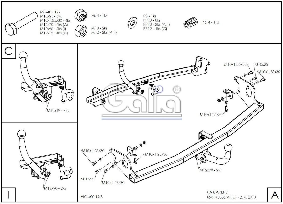 Фаркоп GALIA для Kia Carens фото 2