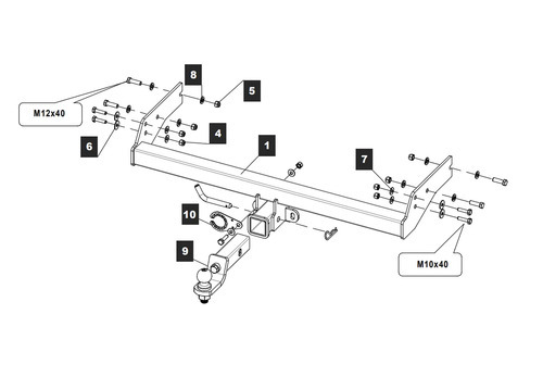 Быстросъёмный фаркоп  TowRus для  УАЗ Patriot Pickup 2007-, / УАЗ Cargo 2008- /  УАЗ Profi 2017- Шар Е с антистуком 
