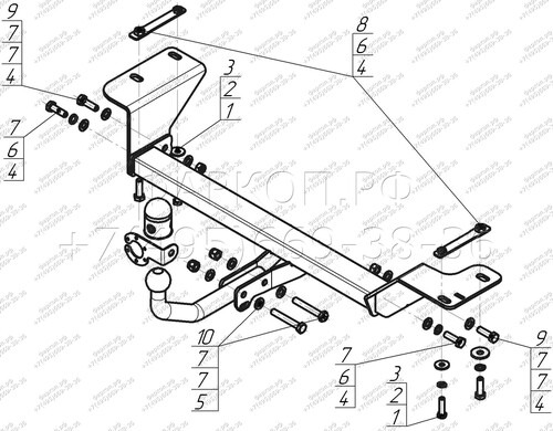 Фаркоп с оцинкованным шаром АвтоСтандарт для JAC JS4 (Mk.I) 2021- /  Москвич 3 (Mk.I) 2022- Шар А