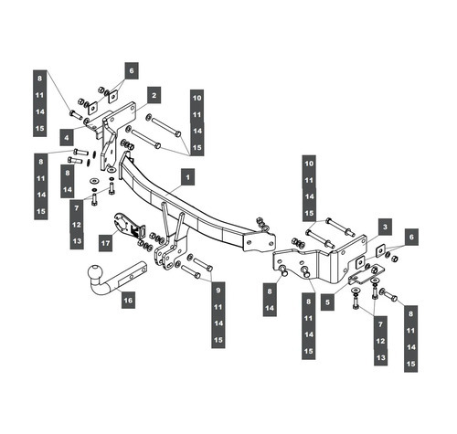 Фаркоп Baltex для Kia Sorento XM (Mk.II) 2012-2020 / Hyundai Santa Fe DM (Mk.III) 2012-2018 / Hyundai Grand Santa Fe NC (Mk.I) 2014-2018 Шар А