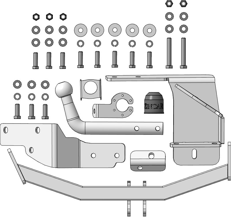 Фаркоп оцинкованный ZincaR для Kia Sorento MQ4 (Mk.IV) 2020-/ Hyundai Santa Fe IV TM (Mk.IV рест) 2021-2023 шар А фото 4