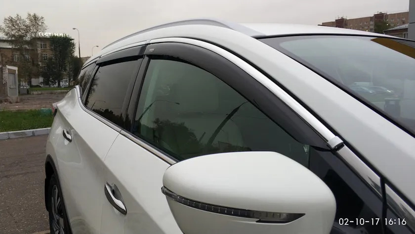 Дефлекторы V-Star для окон с хромированным молдингом Nissan Murano Z52 2015-2022 фото 4