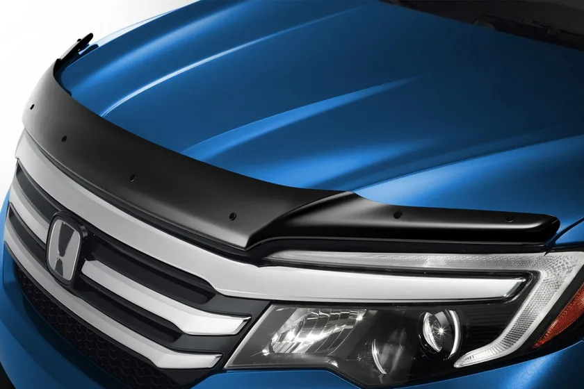 Дефлектор REIN для капота (ЕВРО крепеж) Hyundai Santa Fe III кроссовер рестайлинг 2015-2022 (без лого) фото 2