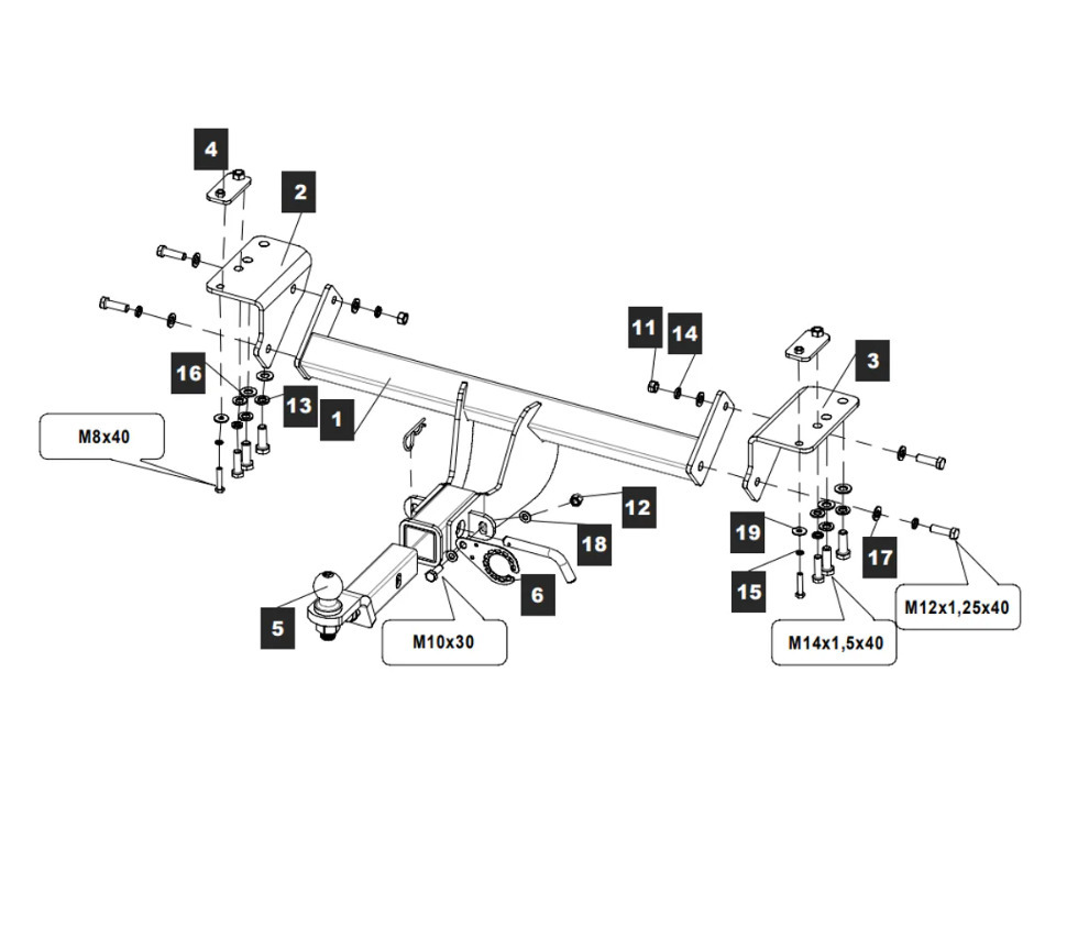 Фаркоп TowRus для Haval H3 (Mk.I) 2024- шар Е (система антистук)
