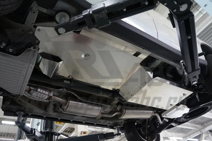 Защита алюминиевая АВС-Дизайн для топливного бака, топливных и тормозных трубок, РК Acura MDX 14 2013-2020 (3 части)