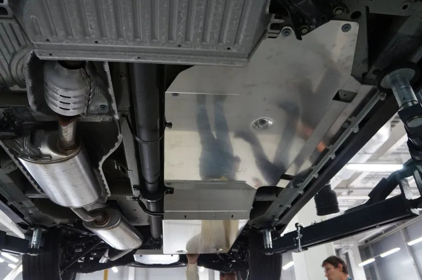 Защита алюминиевая АВС-Дизайн для картера, топливного бака, КПП, РК и топливных, тормозных трубок Acura MDX 16 2013-2020 (4 части) фото 4