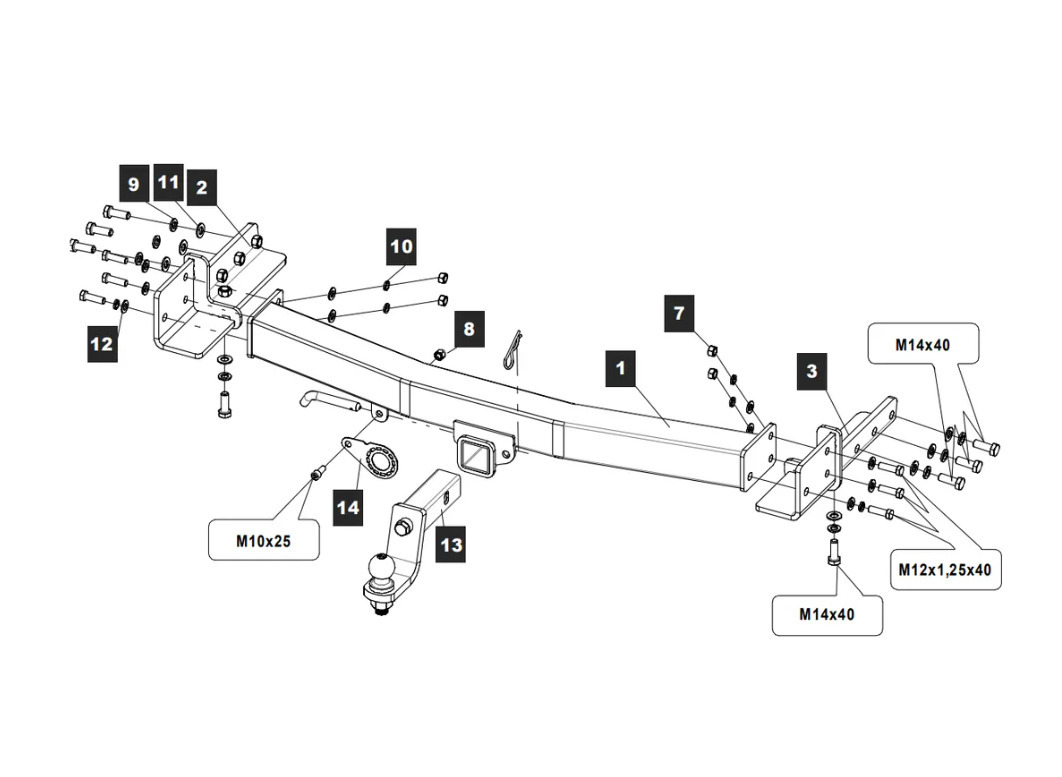 Фаркоп TowRus для Jeep Grand Cherokee WL (Mk.V) (только Long 6/7 мест) 2021- шар Е (система антистук)