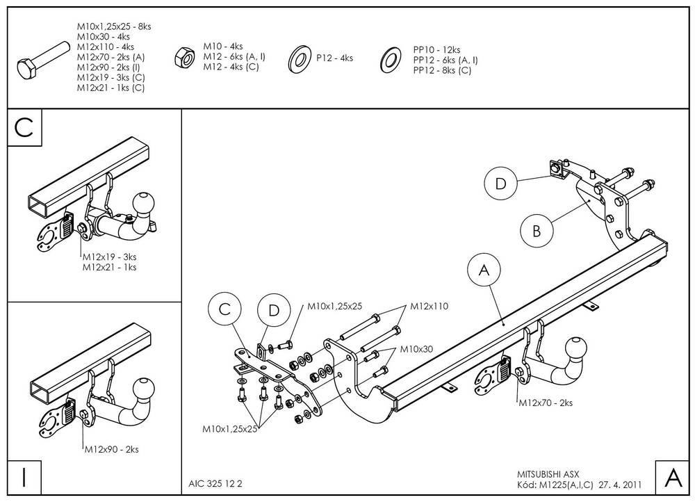 Фаркоп GALIA для Mitsubishi ASX / Citroen C4 Aircross / Peugeot 4008 фото 2