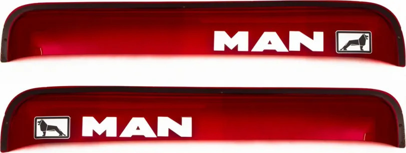 Дефлекторы REIN для окон (накладной скотч 3М) (2 шт.) MAN Commander 1995-2022 (прямой) Красный