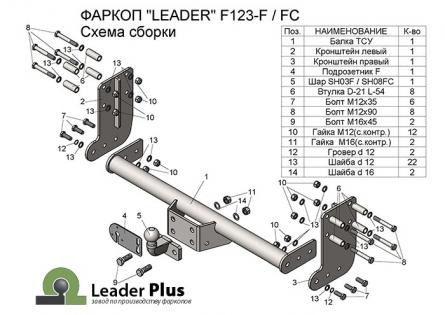 Фаркоп Лидер-Плюс для Ford Transit (Mk.I) 2013- шасси