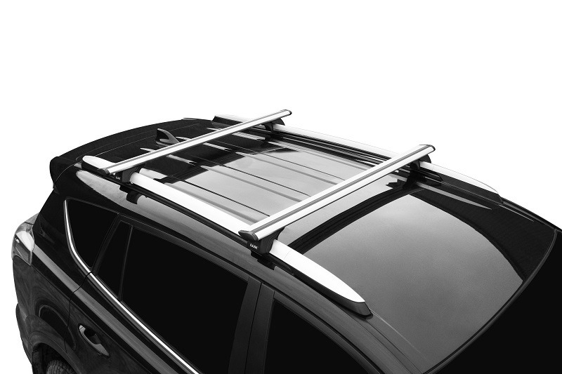 Багажник универсальный на рейлинги LUX КЛАССИК крыловидные дуги черные фото 3