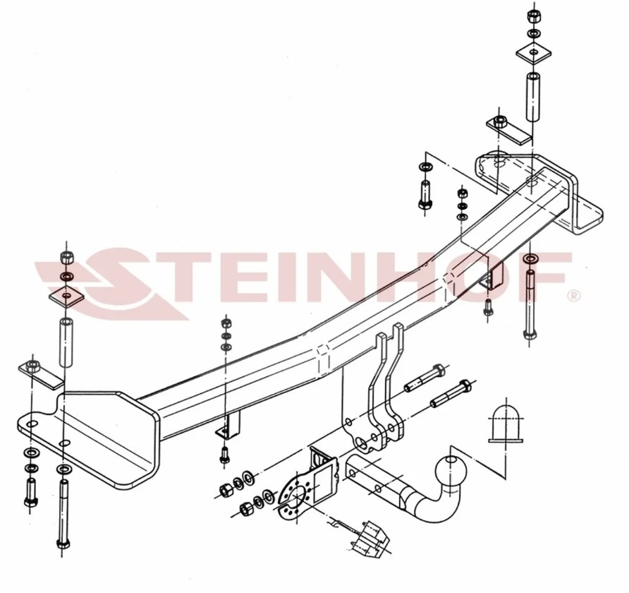 Фаркоп Steinhof для SsangYong Rexton Y250 (Mk.II), кроме версии с парктрониками 2006-2013 шар А