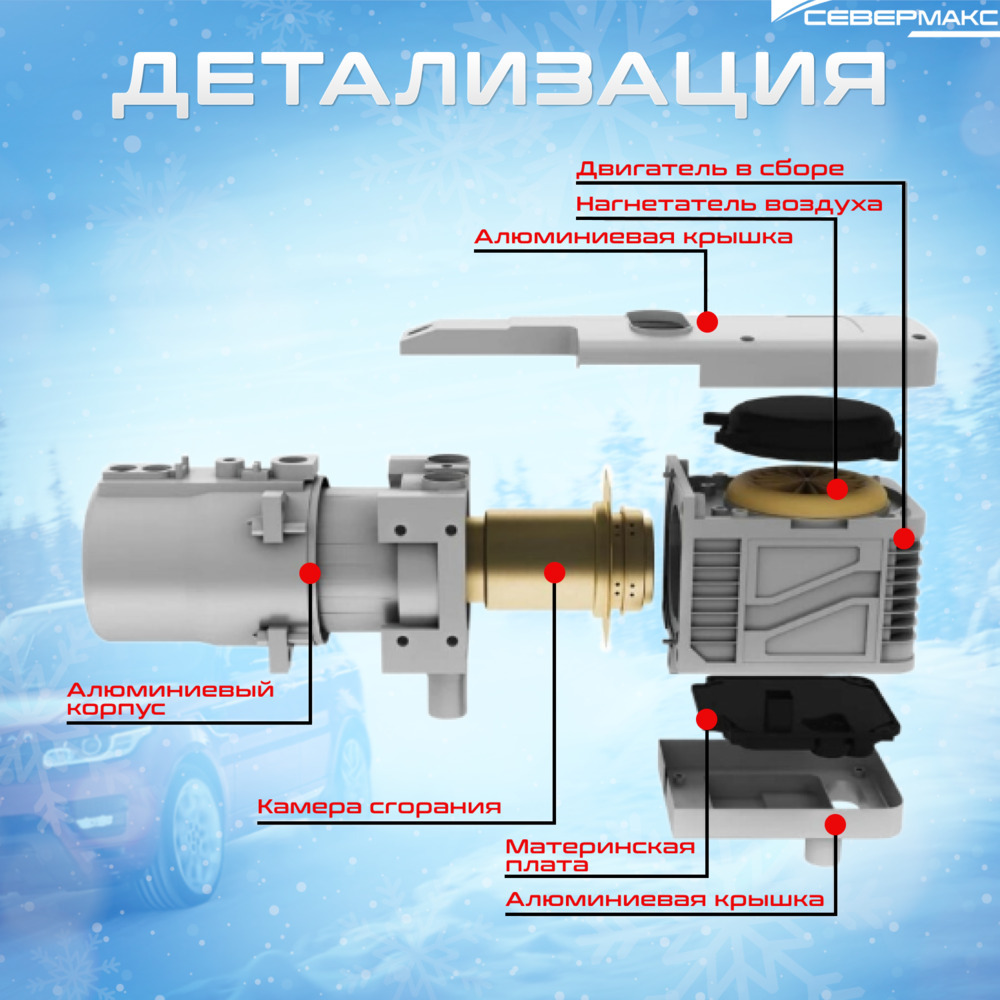 Автономный подогреватель двигателя "СеверМакс" 5500-1 12V бензин/дизель с пультом фото 3