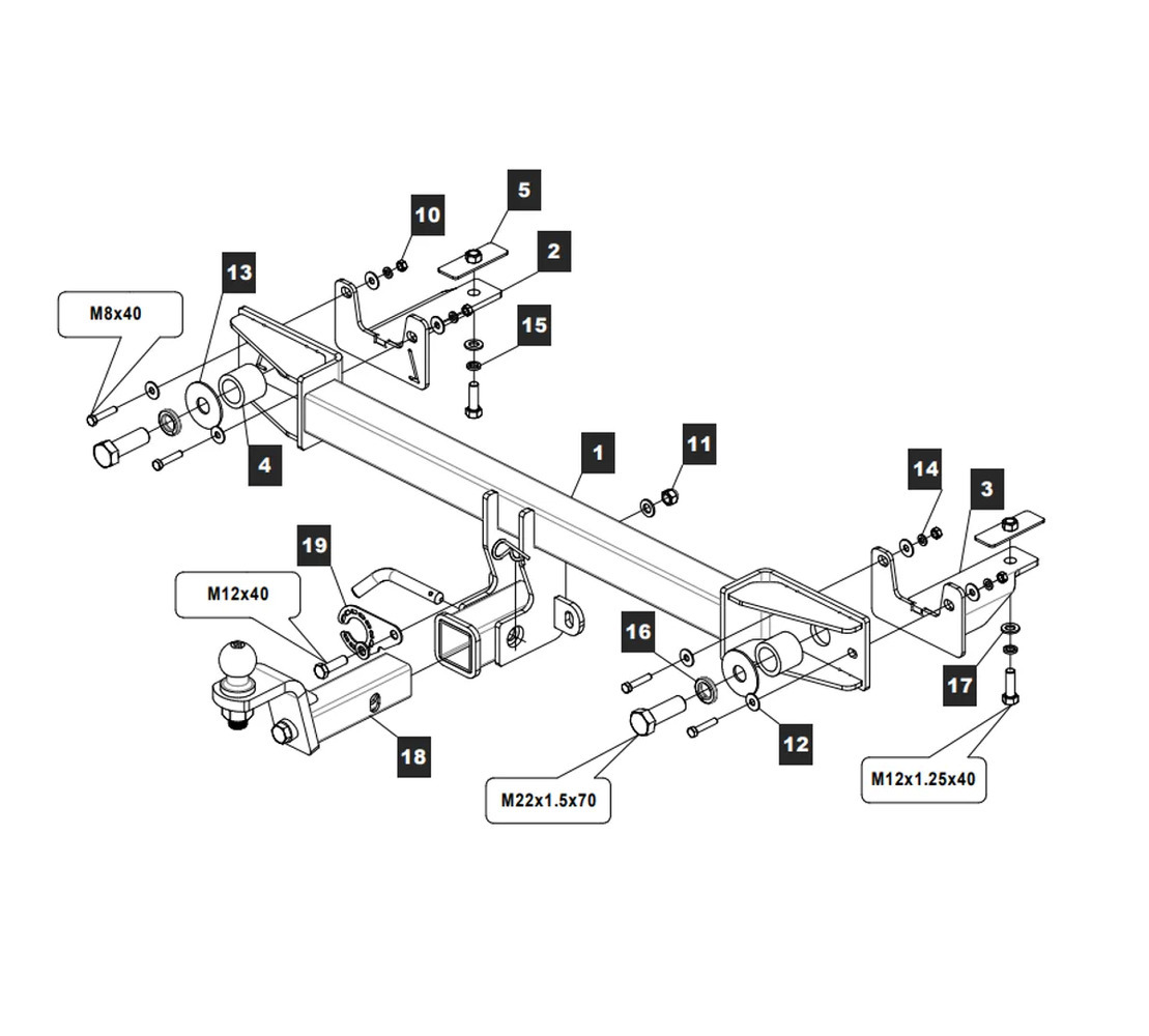 Быстросъёмный фаркоп TowRus для  Lada Vesta NG 2023- Шар Е с антистуком