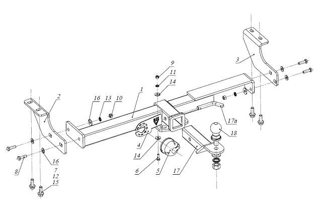 Быстросъёмный фаркоп Бизон с анстистуком для  Toyota Prius 20 (Mk.II) 2003-2009 Шар Е