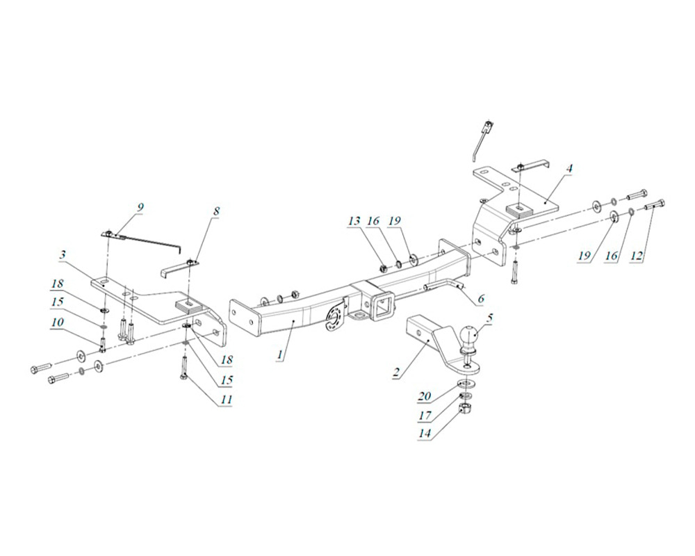 Быстросъёмный фаркоп Бизон с накладкой из нержавеющей стали для Toyota Land Cruiser 200 (Mk.XI) 2008-2021  / Lexus LX 2008-2022 Шар Е