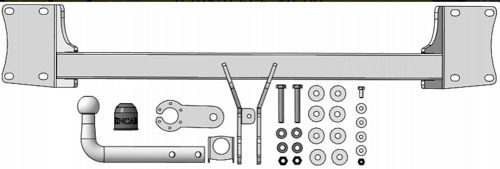 Фаркоп оцинкованный ZincaR для BMW X5 E70 (Mk.II) 2007-2013/ X5 F15 (Mk.III) 2013-2018/ BMW X6 F16 (Mk.II) 2014-2019 (кроме моделей с M-пакетом) шар А