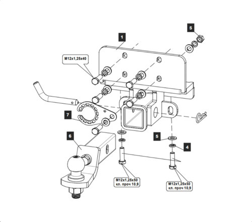 Фаркоп TowRus для Toyota Land Cruiser Prado J150 (Mk.IV) 2009-2023/ Toyota Land Cruiser Prado J120 (Mk.III) 2002-2009/ Lexus GX (Mk.I) 2003-2023 Шар Е (Система антистук)