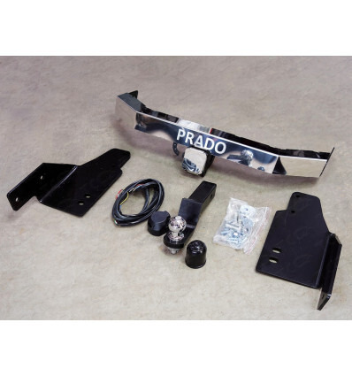 Быстросъёмный фаркоп ТСС для Toyota Land Cruiser Prado 150 (Mk.IV) 2009-2023 с накладкой из нержавеющей стали с надписью Prado Шар Е фото 4