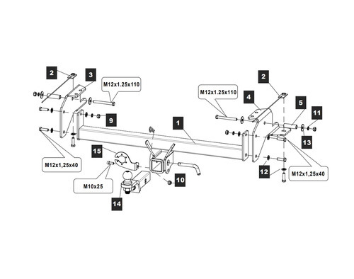 Фаркоп TowRus для SsangYong Rexton Sports 2018-2023 / KGM Musso 2023- (только для а/м с длинной базой) Тип шара E + антистук