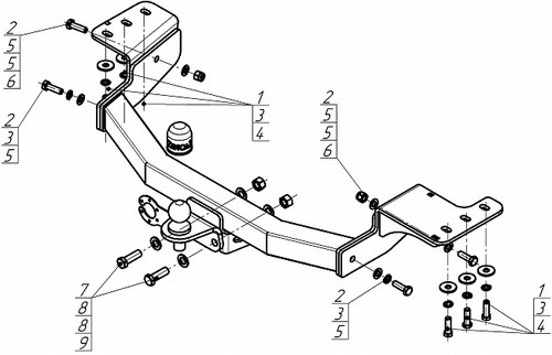 Оцинкованный фаркоп ZincaR для  Toyota Fortuner (Mk.II кроме TRD) 2017- Шар F