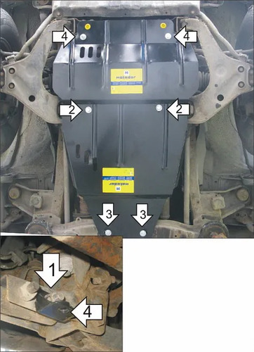 Защита Мотодор для пер. дифференциала, картера, КПП Mitsubishi Montero Sport I 1997-2004