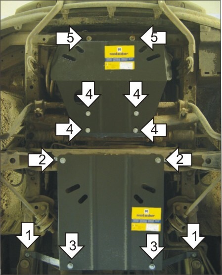 Защита Мотодор для картера, КПП Hyundai H1 Starex задний привод 2000-2004