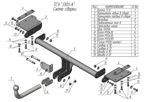 Фаркоп Лидер-плюс для JAC JS6 (Mk.I) 2022- шар А