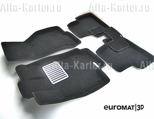 Коврики текстильные Euromat 3D Lux для салона Volkswagen Touareg II 2010-2018. ЧЕРНЫЕ